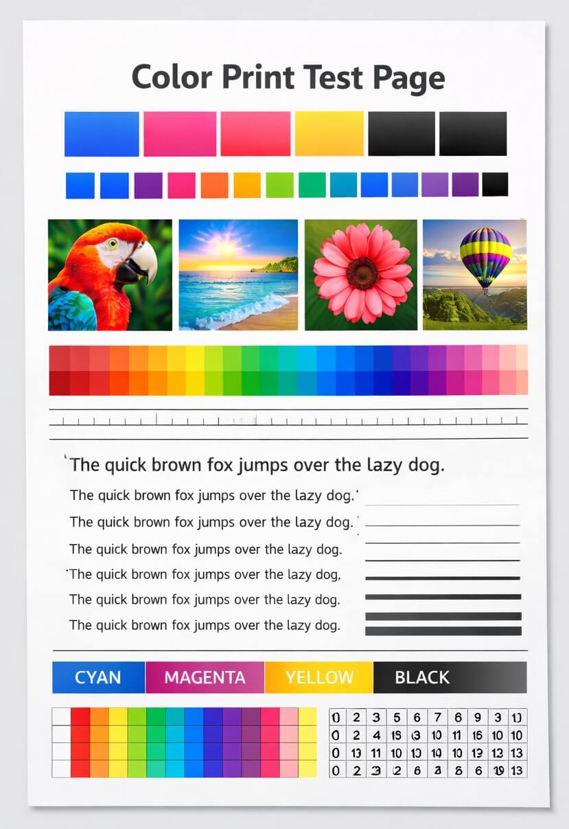 Color Printer Test Page Example