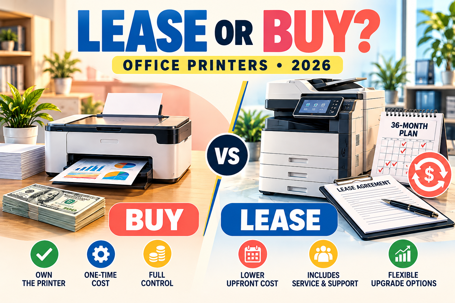 Printer Leasing vs Buying in 2026: Monthly Costs, Hidden Fees, and the Best Choice for Small Businesses